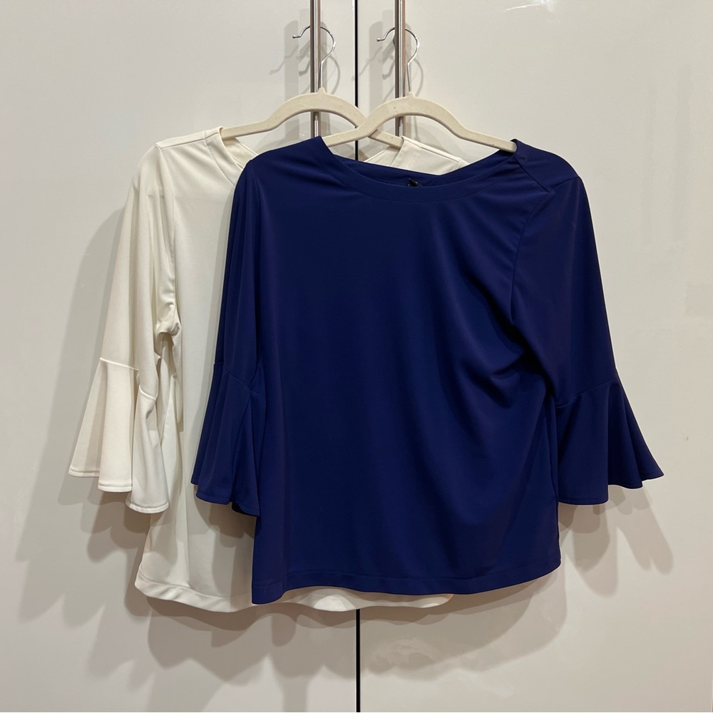 Set of 2 Reversible Uniqlo Bell Sleeve Work Tops - 3/4 Sleeve